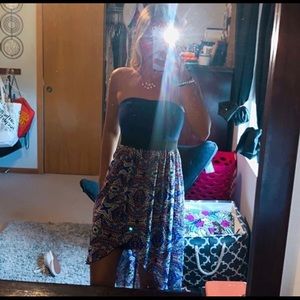 High low casual strapless dress.
